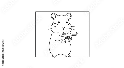 Cute Hamster Holding a Toy Gun, Cartoon Style