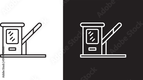barrier tollbooth gate symbol parking checkpoint kiosk vector icon
