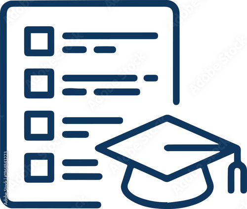 education assessment form icon with checklist and graduation cap vector