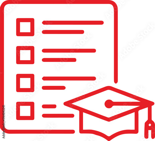 education checklist icon with graduation cap and document vector outline