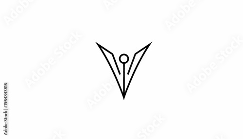 Abstract geometric figure representing a person with open arms, minimalist logo