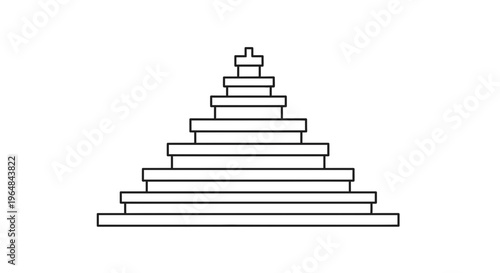 Abstract Geometric Pyramid Stairs, Minimalist Staircase Structure, Conceptual Growth and Success Symbol