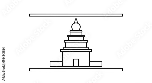 Abstract Minimalist Building Structure with Geometric Layers and Dome
