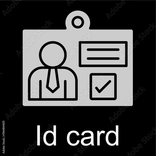 Id Card  White Vector Icon On Black Background 