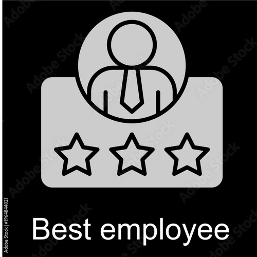 Best Employee  White Vector Icon On Black Background 