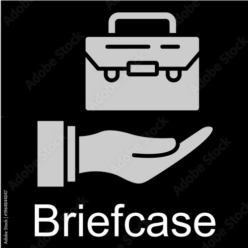 Briefcas  White Vector Icon On Black Background 