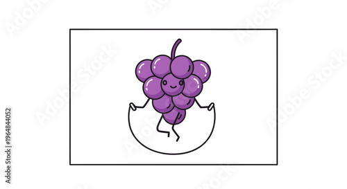 Cute Cartoon Grape Character Jumping Rope, Healthy Lifestyle, Fitness Fun