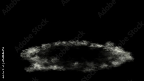 Realistic white smoke ring portal and circular steam cloud drifting isolated on transparent background for cinematic vfx motion graphics and design