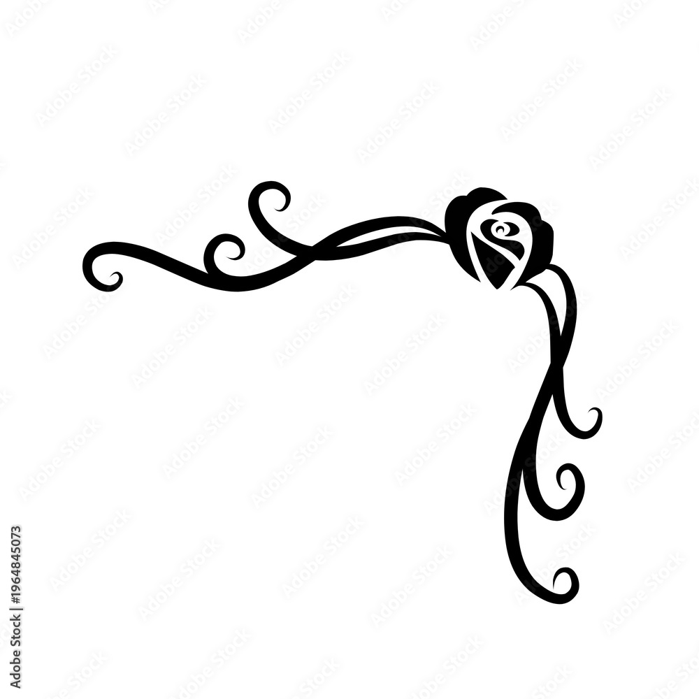 Fototapeta premium black rose corner border decoration icon
