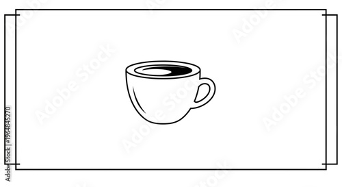 Clean line art illustration of a cozy beverage mug containing a hot drink, ideal for digital