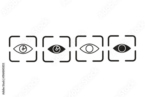 Retina scan icon set representing biometric security and identity verification technology.