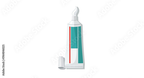 Toothpaste tube with cap off white.