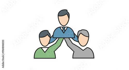 Three men holding hands together teamwork.