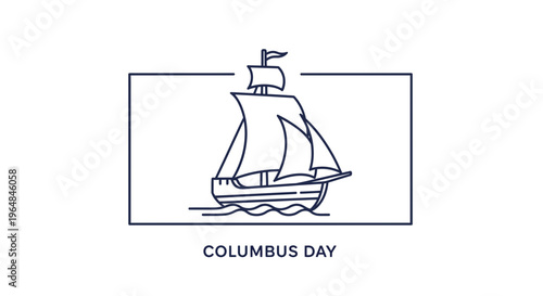 Stylized outline of an ancient sailing ship on ocean waves, a symbol of discovery and historical