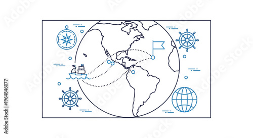 Dynamic global maritime transportation and navigation network with interconnected travel routes