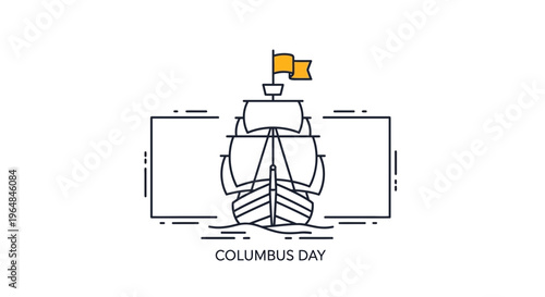 Stylized line art depiction of a historic sailing vessel commemorating a significant day of global