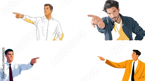 Vector illustration of a man pointing forward