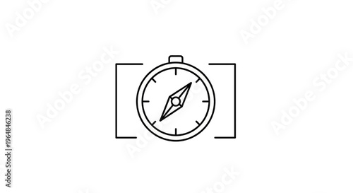 Minimalist Line Art Compass Icon Guiding Navigation and Directional Discovery Element for