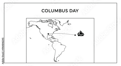 Minimalist visual representation of a significant transatlantic voyage and historical discovery