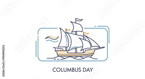 Stylized historic sailing ship icon representing a voyage of discovery for commemorative occasions