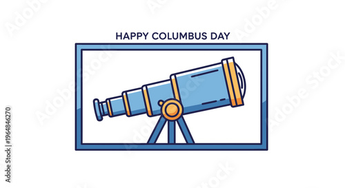 Celebrating Columbus Day with a historical exploration icon, showcasing discovery and navigation
