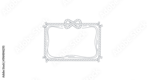 Nautical rope frame border with decorative knot isolated on white background vector illustration