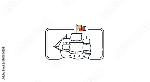 Classic sailing vessel icon representing exploration, adventure, and maritime journey through