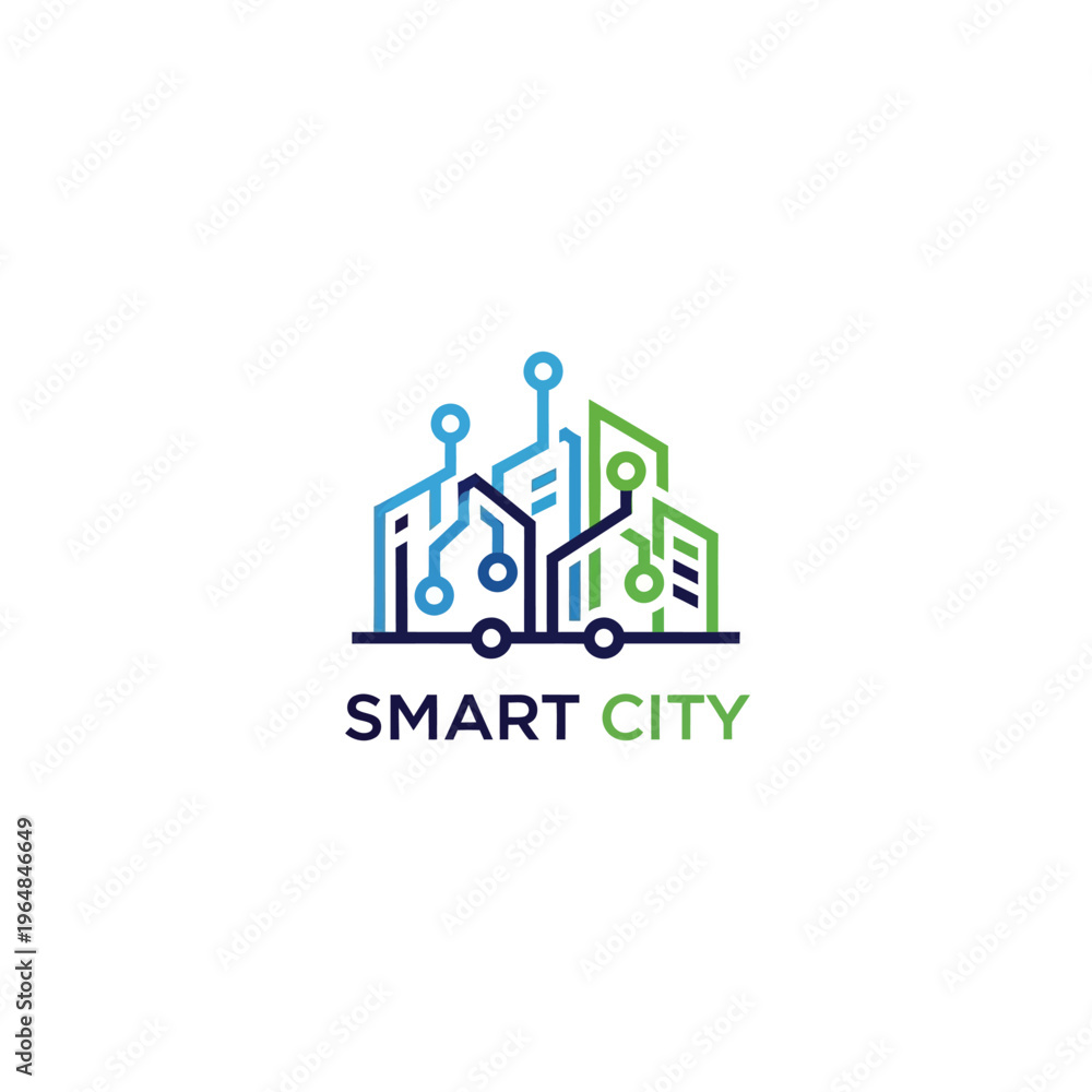 Fototapeta premium Smart City Technology Logo Design.