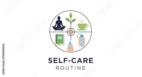 Self Care Routine Icons Representing Wellness and Health.