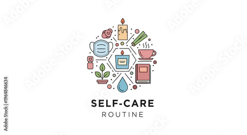 Self Care Routine Icons Representing Wellness and Relaxation.