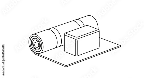 Yoga Mat and Block Illustration for Fitness and Wellness.