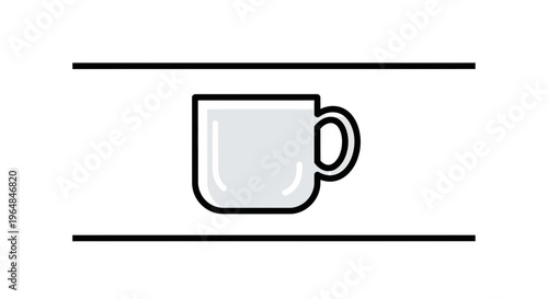 Minimalist white mug illustration icon for various beverage designs and digital elements