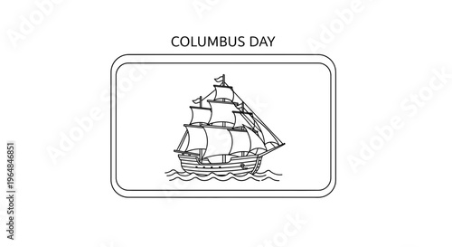 Minimalist outline drawing of a historic sailing vessel commemorating a significant discovery