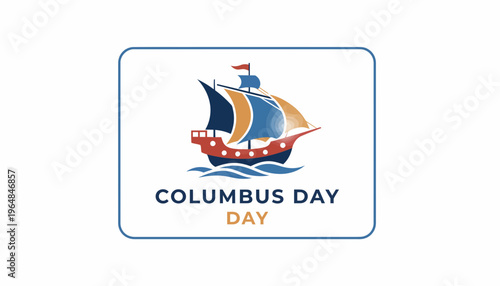 Vibrant historical sailing ship illustration for a commemorative day of oceanic exploration and