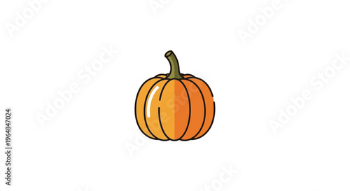 Simple Orange Pumpkin Illustration Isolated on White Background.