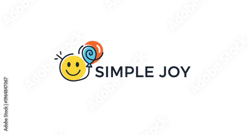 Simple Joy logo with smiley face and balloons.