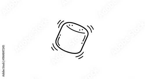 Charming hand-drawn marshmallow character exuding playful cheerfulness with subtle motion lines