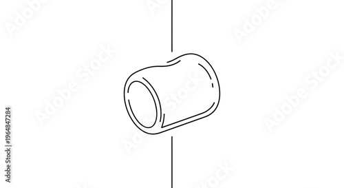 Abstract continuous line drawing of a basic tubular component intersected by a linear element