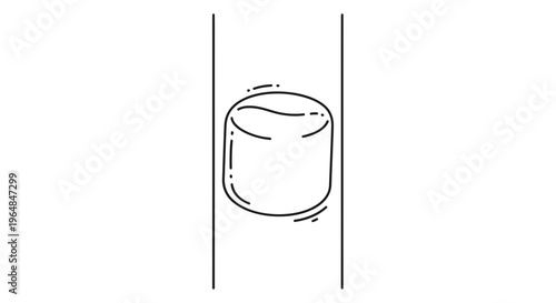 Minimalist doodle illustration of a soft cylindrical object contained within parallel lines