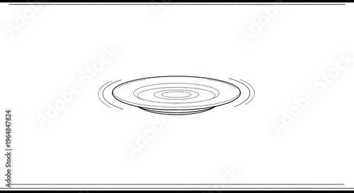 Dynamic minimalist illustration of a perfectly balanced spinning plate in continuous graceful motion