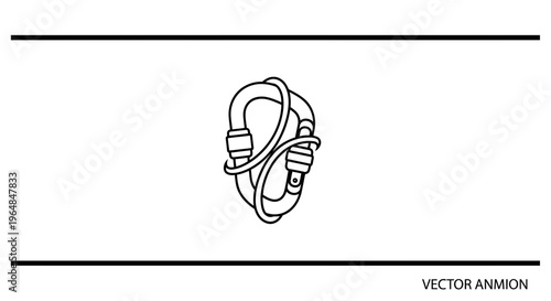 Minimalist line art illustration featuring two intertwined carabiners symbolizing strength and