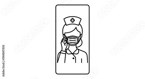 Healthcare professional adjusting face mask, symbolizing safety and medical care during public