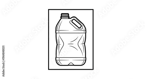 Outline illustration of a clear plastic gallon jug with handle and cap, perfect for various liquid