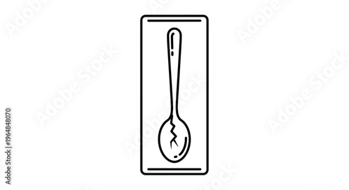 Minimalist broken spoon icon signifying fragility and imperfection in common household utensils