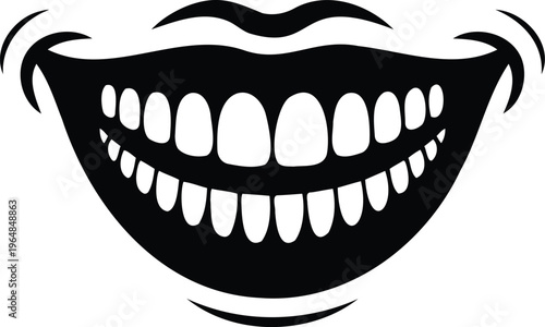 Smiling face with wide open mouth and showing teeth  happy facial expression  cartoon style
