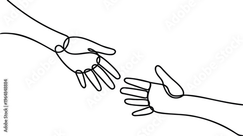 Two hands reaching out to each other in a helping gesture  hands almost touching  human connection