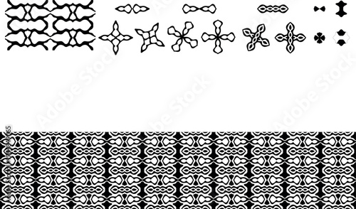 
Seamless pattern divided into elements on a white background