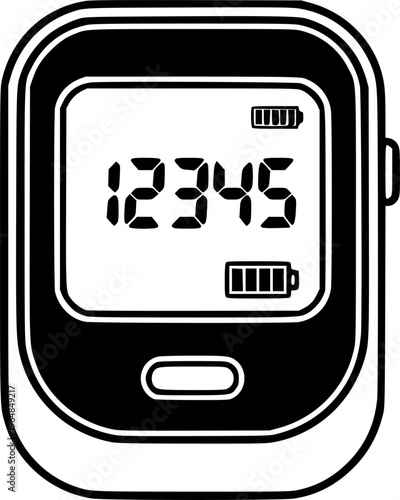 Sleek Digital Pedometer Icon Fitness Tracker, Step Counter, Activity Monitor, Health Gadget, Exercise Device
