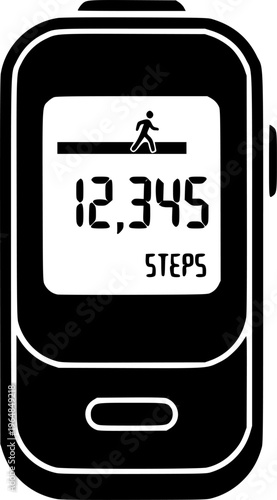 Sleek Digital Pedometer Icon Fitness Tracker, Step Counter, Activity Monitor, Health Gadget, Exercise Device
