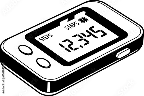 Sleek Digital Pedometer Icon Fitness Tracker, Step Counter, Activity Monitor, Health Gadget, Exercise Device
